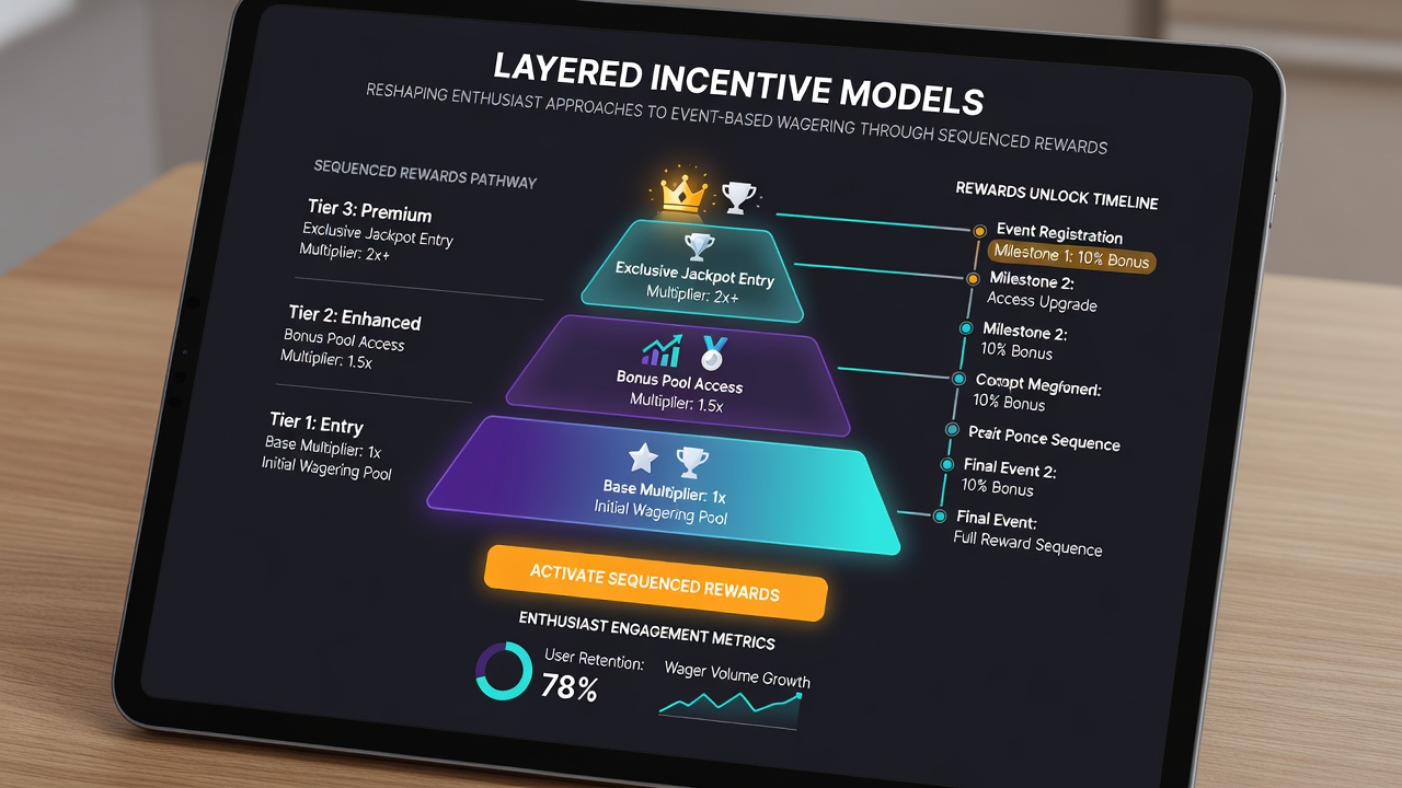 Illustration of participants navigating reward sequences during a live sports wagering event